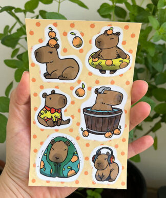Cartela de adesivos Capybara Holográfica