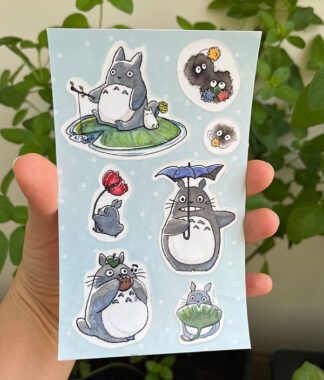 Cartela de adesivos Totoro Holográfica